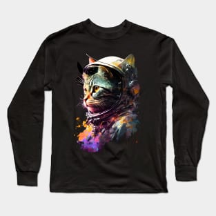 Cat in Space Painting - Astronaut Cat Long Sleeve T-Shirt